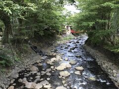 温泉街を散策。赤い橋が何カ所か架かっていてゴツゴツした岩の感じとかが山間の温泉街感ありました。川を眺められる足湯もありましたが、ストッキングだったため断念。竹林の小径は人が結構いましたが、お散歩コースにはちょうどよかったです。