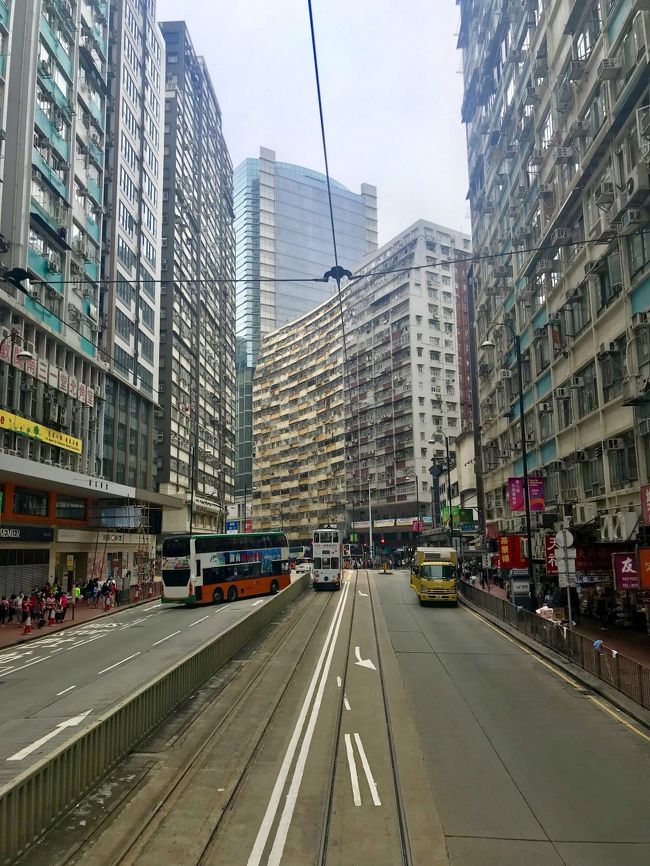 ついでなので、トラムの2Fに陣取り風景を見ながら北角までトラム散歩。<br /><br />このごちゃごちゃした感じが香港だねー。<br /><br /><br />