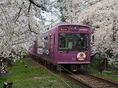 桜と嵐電のコラボ～！やっと見られた＾＾