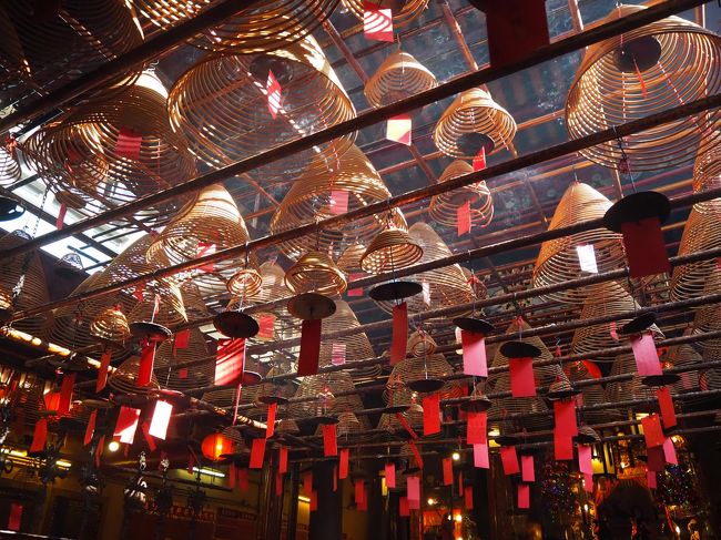 天井から吊るされている渦巻き線香