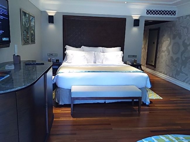 リノベーションが終わったお部屋でした。<br />ちょいと狭いけどまったく問題なし。<br />案内していただいたバトラーさんに<br />「新しくなったね、こことここが変わってるね」とカタコトの英語で言ったらニコニコしながら、壁はクロス貼ったんじゃないよ、描いたんだよって自慢そうに話してくれました。