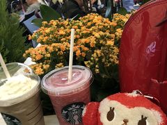 ナナ「スタバ」

私→念願のほうじ茶フラペチーノ
祖母→ラズベリーティーフラペチーノ

祖母は年寄りだから日本にあるやつとか温かい飲み物を…とか言いません。
台湾でもお腹冷えてまあまあ大変だったのに(暑い！冷たい果物ジュースがいい！とドラゴンフルーツ勝手に買って全部飲んどった当時84歳の祖母)全く学習しません。

ナナ「ばーちゃん流石すぎる」

しかも今回は冷房に対して完全防備の為祖母の完璧な勝訴であった。