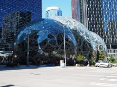 ウエストレイク駅から歩くこと10分ぐらい
突然目に入ってきた3つの球体

amazonの最新施設「The Spheres」
インパクトがあります。周りが公園の様になっていて憩いの場のように感じました。

HPによるとツアーは事前申し込み、しかも第1・3の土曜日のみと書いてあった。
しかも日曜日だったので中に入れないだろうと思っていたら、人が入って行ったので後に続いた 笑
