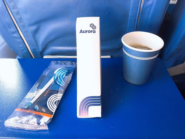 プロペラ機ではドリンクサービスのみという事前情報でしたが、今回はA319だったからでしょうか、サンドイッチも出ました。