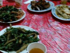 　ツアーバスで十分まで！
　夕食は台湾料理！炒め物が次々と！
青菜のシャキシャキ感が気に入った！美味しかった！
