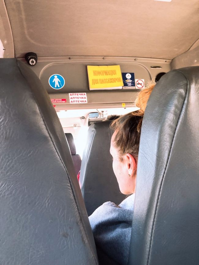 車内はこのような様子です。２人掛けの席と１人掛けの席があります。10人乗りくらいです。