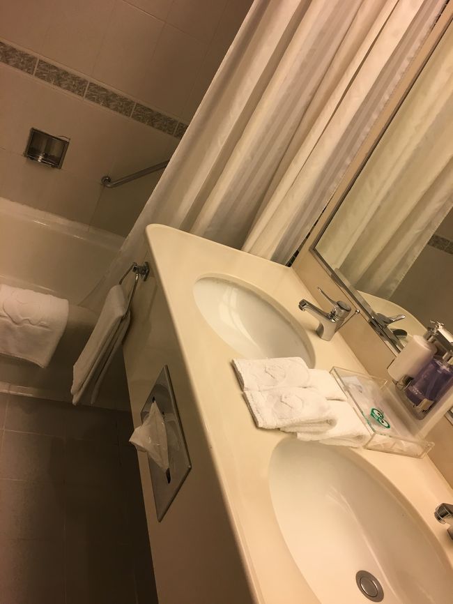 ダブルシンク<br />旅行中は皆が同じ時間に出掛けるから、良いですよね。<br />広いお部屋でテレビも2台。ソファ。小さな丸テーブルもありました。<br /><br />子ども達が寝てから下のセブンイレブンへ。<br />ビールなど購入。