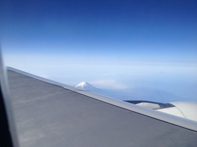 良い天気で機内から富士山がくっきり！！<br />さすが日本一の山！