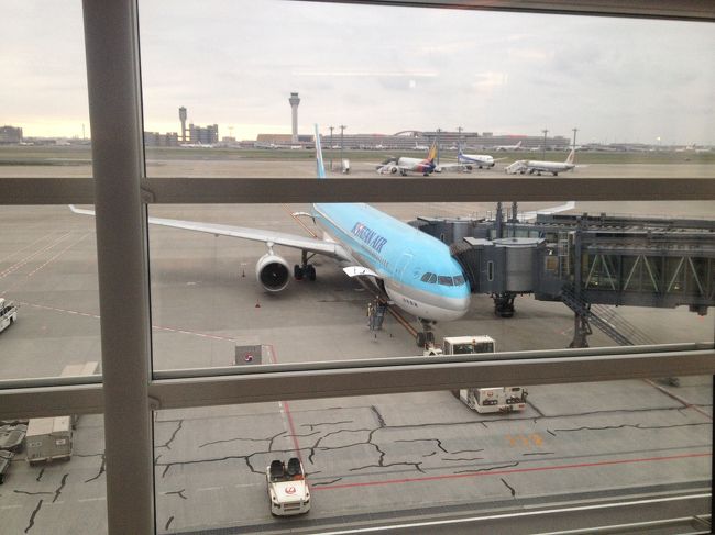 大韓航空の朝5時台の飛行機で羽田から出発です。<br />さすがに始発がないので、大江戸温泉に前泊。