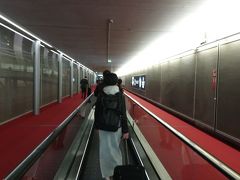 パリ到着後、飛行機を降りて長い通路を人の流れに着いていきます。