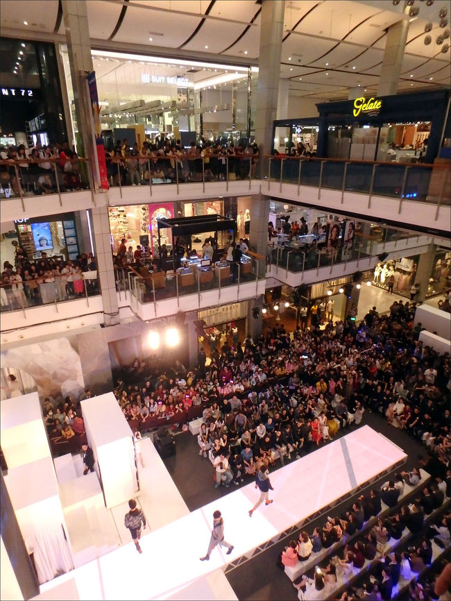 この日は、ファッションショーだか何だかやっていて<br /><br />イケメンのおにいちゃんたちがランウェイを颯爽と闊歩するたび<br /><br />大歓声・・というか悲鳴。<br /><br />２階にも３階にも、野次馬が固まって手すりから覗き込んでおり<br /><br />私もその隙間から、ちょこっとだけかいつまんで見てましたが<br /><br />いまはもう、アジアのどこの国の人なんだか、国境線なんて分からないくらい<br /><br />若い方は皆さん、おんなじよ～～な顔してて、判子でぺたぺた押したようにお綺麗ですね。。<br /><br />目の保養だけさせていただいたところで、そろそろ、