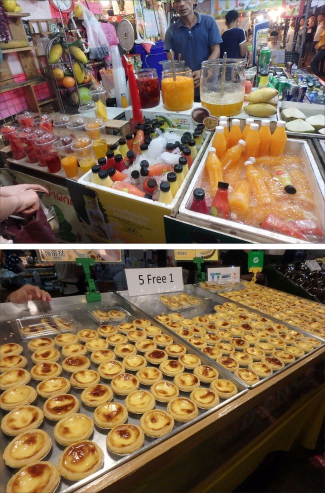 よく冷えたフルーツジュースとスムージー！<br /><br />どの味にするか迷っちゃうねー。<br /><br />エッグタルトまである！<br />暑いとイマイチ食べたいと思えないけど、でも美味しそう。