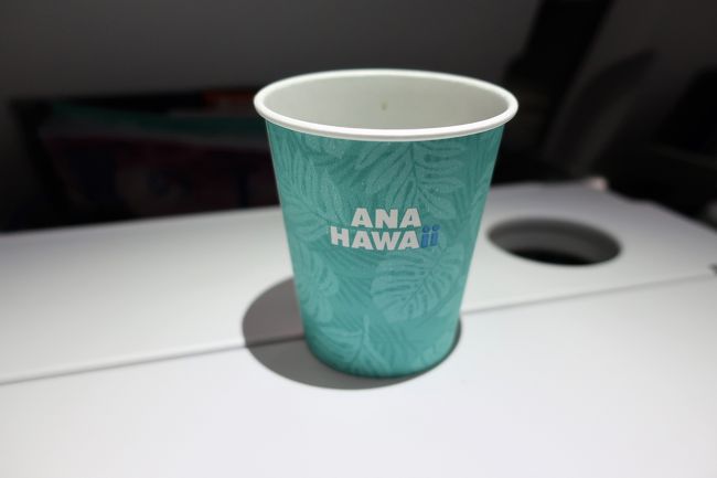 食後のコーヒー。<br />カップもハワイ仕様。<br />カラーは3種類あったと思う。<br />最終的に3機となるホヌ機の3色ね。