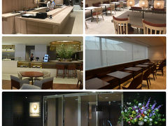 今回の楽しみはJALのファーストクラスラウンジ。
5月に成田国際空港第二旅客ターミナル本館４階を改修してオープンしたラウンジです。
入ったらお寿司カウンターがありテーブルが並びます。
こちらは白木を使った和モダンのスペース。
奥に進むとオーダーするカウンターがあるダイニング。
