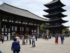 やっと興福寺です。東金道と五重塔です。国宝がざくざく。人ざくざくです。