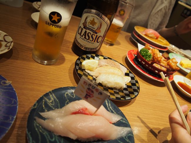 お店がなかなか空いておらず、晩御飯は回る寿司。<br />（わさび抜きは私ですw）さすが北海道！おいしかったです