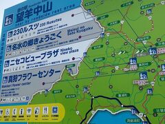 ツアーバスに乗り込んで羊蹄山へいざ出発！

途中のトイレ休憩で立ち寄った道の駅。
「望羊」って名前がついてるんだから、普段なら羊蹄山が見えるんだろうな。羽田の嫌な予感が当たって、あたりの景色は真っ白です。

ここで売っていた「あげいも」なるものがとても美味しそうだったけど、売り場に人が並んでいた上に出発時間が迫っていたため買えず…。
北海道のおいもに後ろ髪引かれながら、バスは再び羊蹄山麓へ向けて出発。この日は麓で一泊し、明日は丸一日かけて羊蹄山に登ります。

