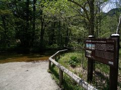 　田代池に到着。
　池と言うには浅いなと思いましたが、看板に理由が書いてありました。
　枯れ木や流入した土砂で埋まり、100年前に最深5mだったのがほとんど埋まってしまったそうで。