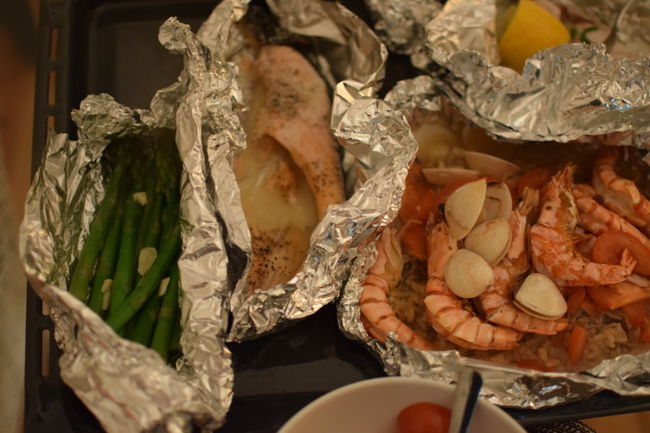 本日も<br />自作シーフードの夕べ。