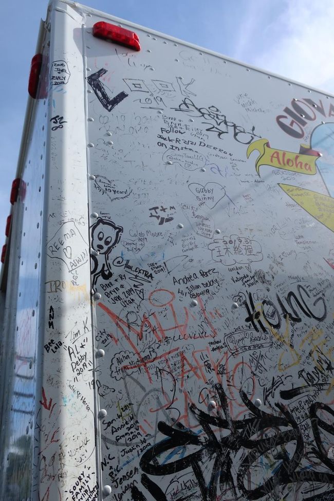 全面、見事な落書きっぷりだ。<br />日本語も結構あった。