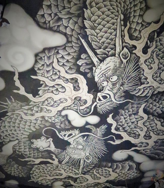 京都平成15 建仁寺c 法堂天井画『双龍図』拝観 ☆畳108畳分-巨大な墨龍