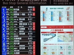 那覇バスターミナルの案内版。日英中韓の４か国語対応で、なかなか便利。