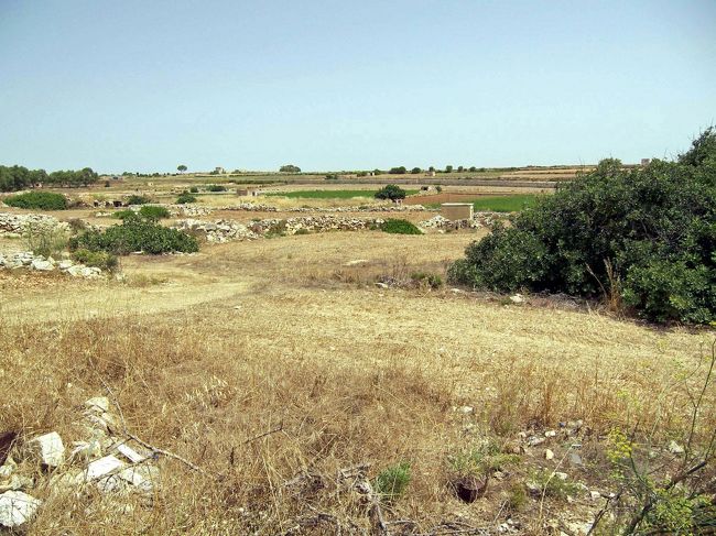 バスを降りてしばらく荒涼とした風景の中を歩きます。そんな場所にハジャーイム神殿(Hagar Qim Temple)があります。