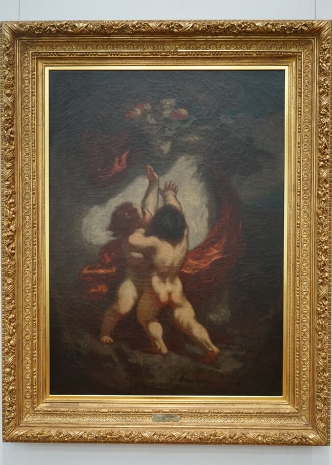 オノレ・ドーミエ「果物を取り合う二人の童子 」1845-50年頃<br />