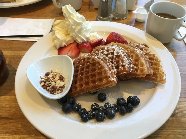 旦那さんワッフル。<br /><br />二人とも粉もんに撃沈。お腹いっぱいになりました。<br />う～胃袋ちっちゃ笑