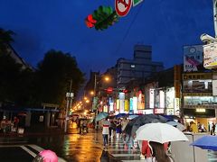 遅めのサパーまで時間があったので、寧夏路夜市へ。
やはり台風のせいで雨。雨。雨。
傘さしての夜市は無理があるなー
