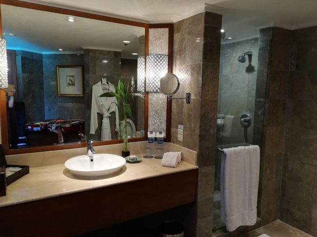 洗面所。<br /><br />シンクは一つ。<br /><br />その隣はシャワールーム