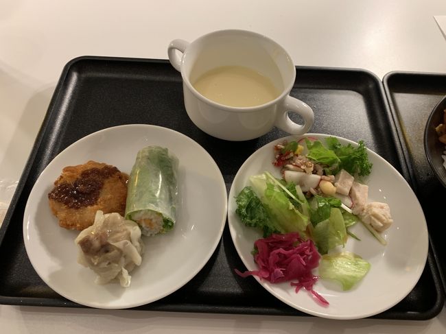 サラダ、生春巻き的なもの、焼売、冷製コーンスープなどをいただきました。