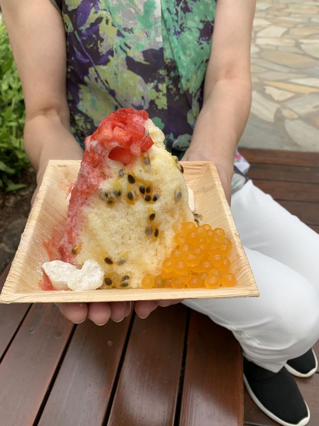 ロイヤル・ハワイアン・センターにあるアイランドビンテージシェイブアイスでヘブンリーリリコイを購入。かき氷がきめ細かく柔らかいので、さくさく食べれます。ソフトクリームにフローズンヨーグルト、フルーツ、タピオカ、小豆、餅などが入っています。果実をそのまま使ったシロップもくどくなく、さっぱりして美味しかった♪