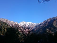 綺麗だろう！と
繰り返す雪化粧した穂高連峰の写真。

五千尺ホテル前からだそうです。