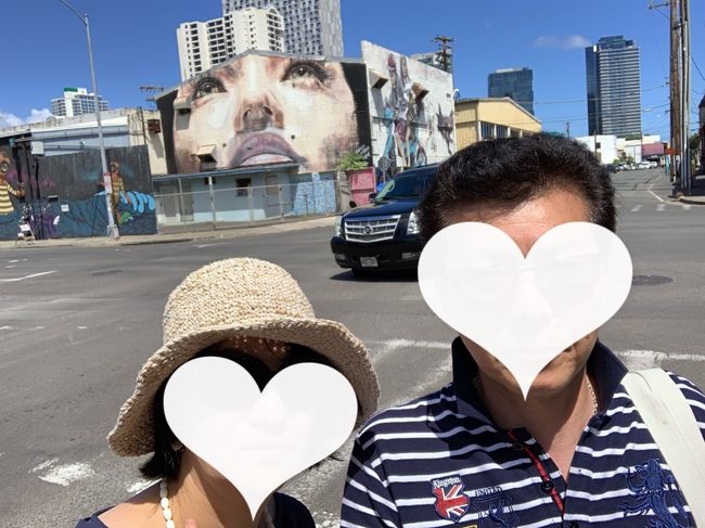 休憩後待ち合わせ場所の公園方面に向かいます。<br />カカアコ地区のウォールアートの火付け役となったアートがこれだそうです。