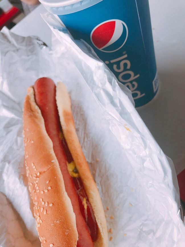 コストコも行きました。<br /><br />うっかりホットドック(笑)<br />日本のよりも脂っぽかったけど、多分同じだよねぇ。。。<br /><br />マカチョコのでっかいセットを購入。<br />1つずつの個包装で90個ぐらい入ってる。<br />めっちゃでかいけど、ばらまき土産に。<br />＄23.99+TAX