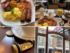 ホテルでの朝食です。
朝食付きで３泊したのですが、この日以外はホテルを早い時間に出発しなければいけなくて、１回しか食事できませんでした。
メニューから選ぶスタイルでしたが、迷わずアイリッシュ・ブレックファストをチョイスしました。
しかしボリュームが多すぎて食べきれませんでした。