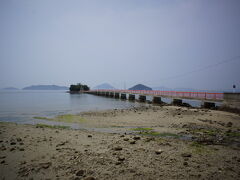 海沿いを東へ戻りだすと、ポツンのひと島に社が見えました。