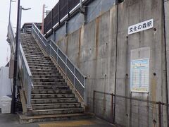 JR文化の森駅。ホームがあるだけの無人駅