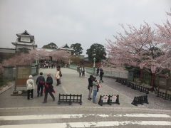 兼六園桂坂口前。
お隣にある金沢城石川門前も桜が満開。（撮影日２０１５年４月１５日）