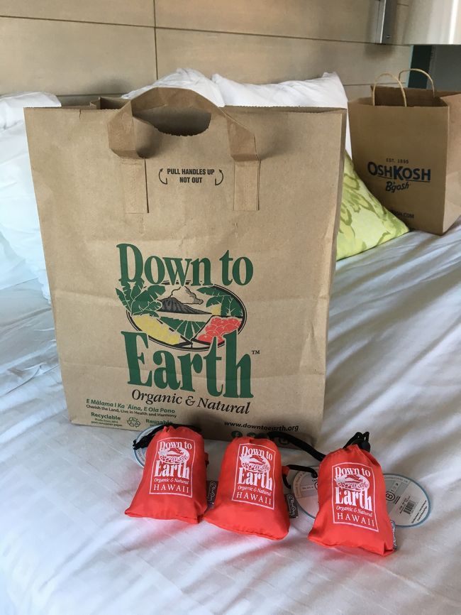 かわいいエコバックを買いました。最近ハワイでは店での買い物の際、袋が有料(15セント)になったのでエコバックは必須です。