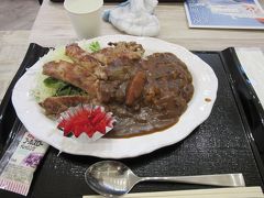 レストランが混んでいたらSA併設のコンビニで弁当を買って尼御前岬の芝生でピクニックしながら食べる予定でしたが、13:00と言う時間が幸いしたのか難なく席に付けました

かつてはSAにありがちなフードコートとレストランと別れていましたがリニューアルされ、かつてのフードコートはコンビニに、レストランがメニューが充実したフードコートになりました。

石川県に入った事に敬意を表して私は
「能登豚ステーキアマゴカレー」\1,200-

金沢カレー独特のドロッとしたカレーが大好きなので大満足
