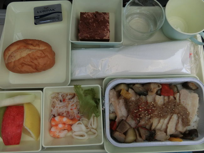 機内食はローストポークみたいなやつだったかな?