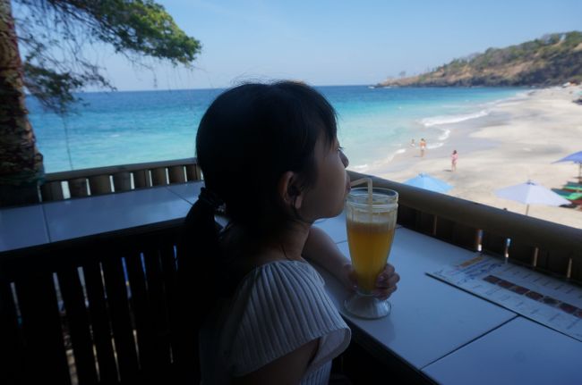 キレイな景色を見ながらフレッシュジュースをゴクゴク。<br />濃厚で本当に美味しい！！<br /><br />ここで飲んだフレッシュジュースはこの旅行の中で<br />1番のジュースでした。