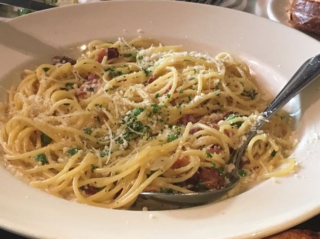 カルボナーラです。<br />5人でシェアしてちょうど良かったですよ。