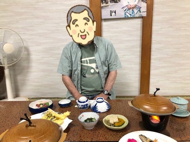 夕食のボリュームと質に呆気にとられるオヤジ殿。