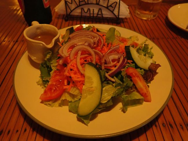 夕飯はIBU OKAに行きたかったのに、猛反対を受け、ピザ屋に。。。<br />サラダおいしくない。。。