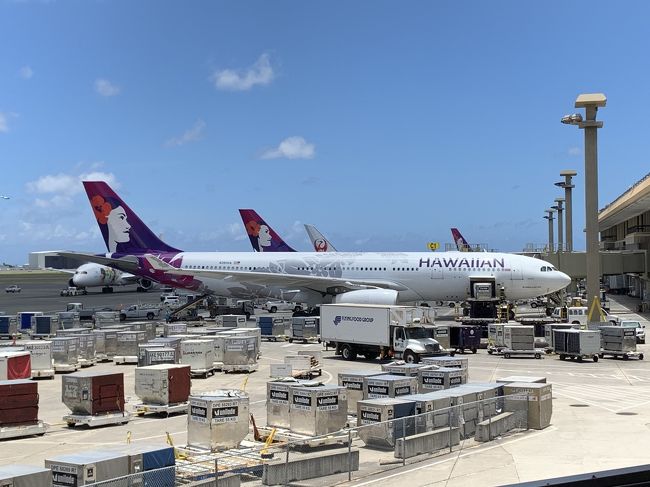 ハワイアンだらけでわかりませんでしたが、搭乗口がすごく遠かったです。<br />地元の会社なのに、優遇はないのね～