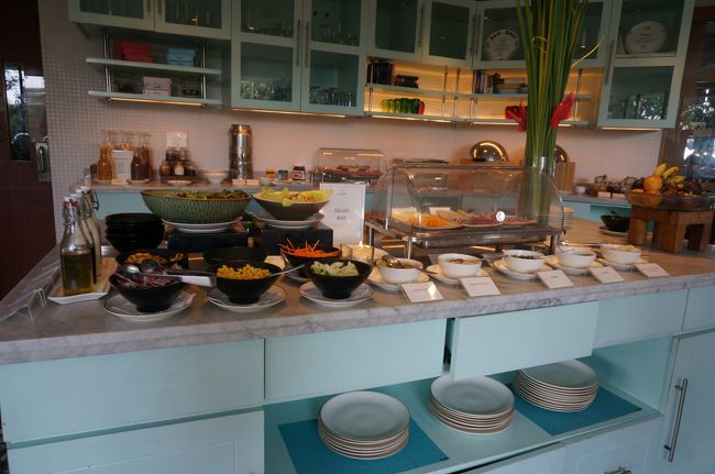 サラダコーナー。<br />ピクルスもあるし。<br />生ハムやスモークサーモンもあります。