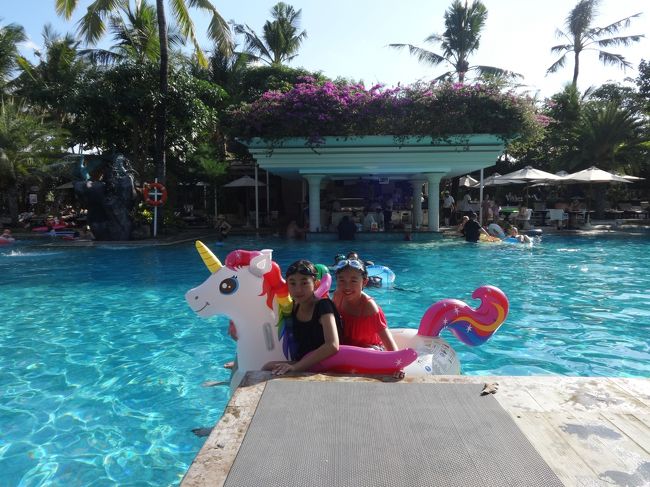 日本からわざわざ持参したこのユニコーン。<br />乗るよりも、写真撮る用かな？？<br /><br />子供逹も少ししか使用せず。<br />私は、バランス崩して2回もプールに落ちました。